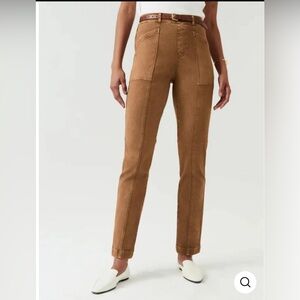 SPANX‎ Stretch Twill Straight Leg Pants Size Medium Tan Brown Slimming Stretch